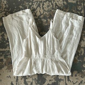 White quarter length jumpsuit